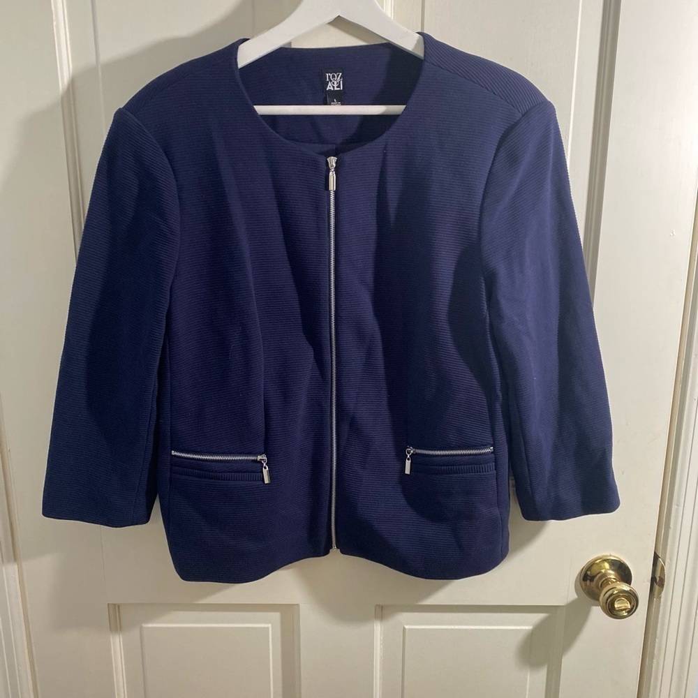 Roz & Ali Navy Suit Jacket SIZE LARGE - Picture 4 of 5